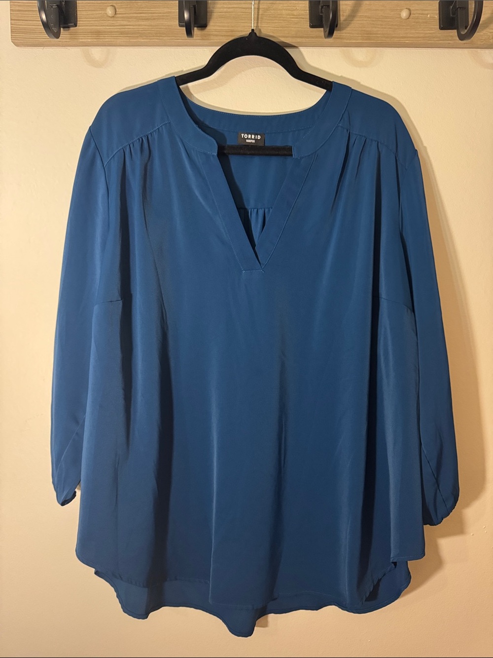 torrid Teal-Blue Split V-Neck Tunic Blouse